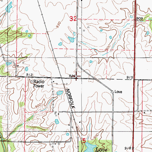 Topographic Map of Love Lake, MO