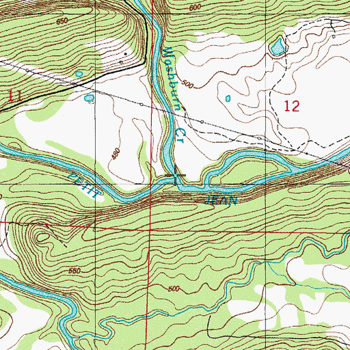 Topographic Map of Washburn Creek, AR