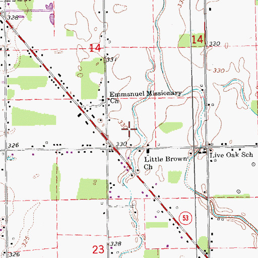Topographic Map of Linstead, MO