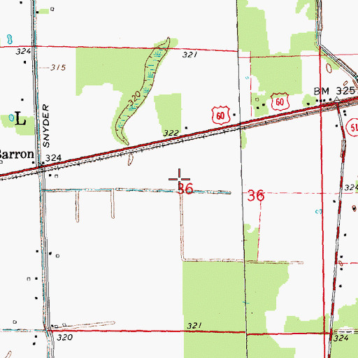 Topographic Map of Lowell Junction, MO