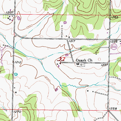 Topographic Map of Samoa, MO