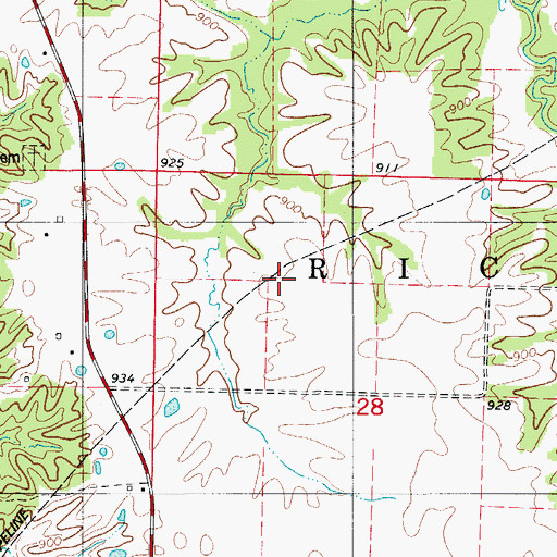 Topographic Map of Cottage, MO
