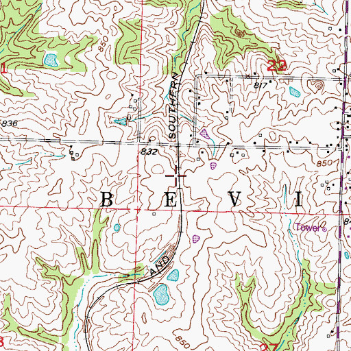 Topographic Map of Northwestern, MO