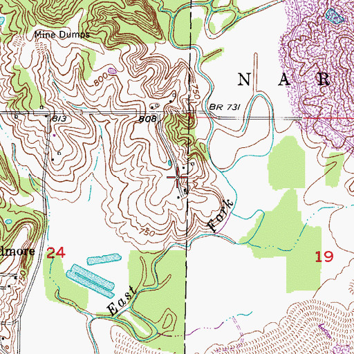 Topographic Map of Chariton, MO
