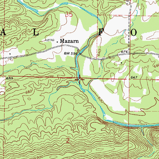 Topographic Map of Waterfork Creek, AR