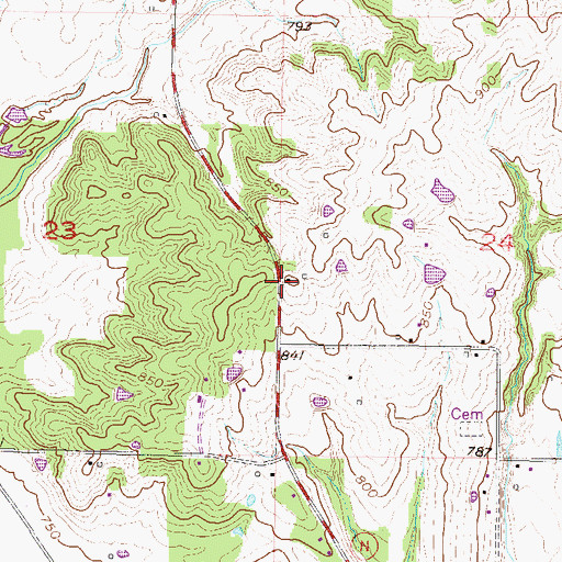 Topographic Map of Coopers, MO