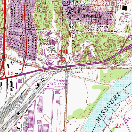 Topographic Map of Northern Junction, MO