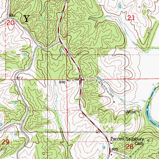 Topographic Map of Nefy (historical), MO