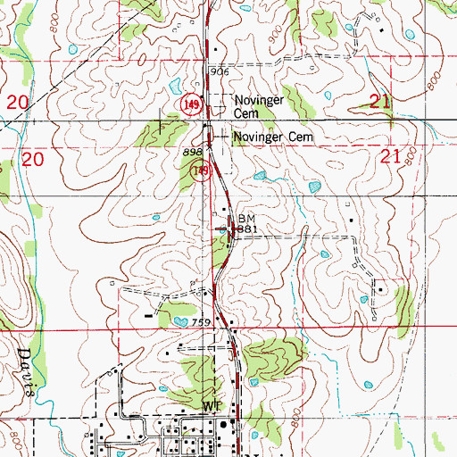 Topographic Map of Mine Number 1 (historical), MO