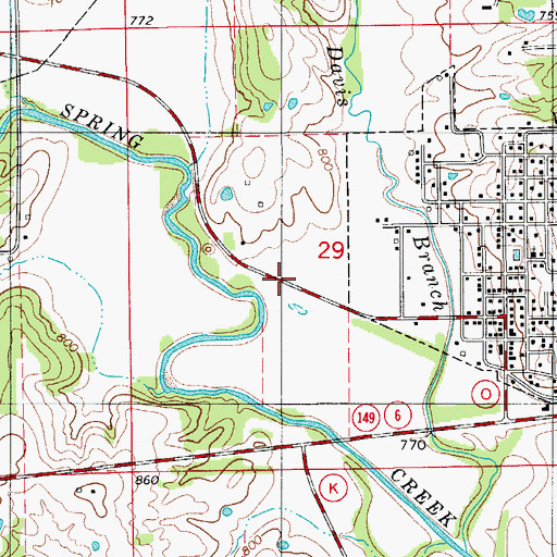 Topographic Map of Evanston Siding (historical), MO