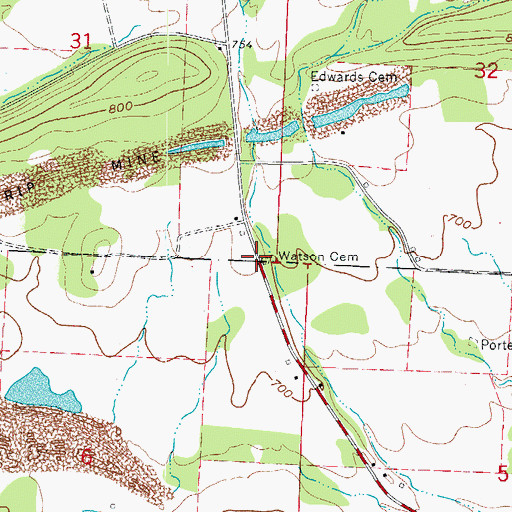 Topographic Map of Watson Cemetery, AR