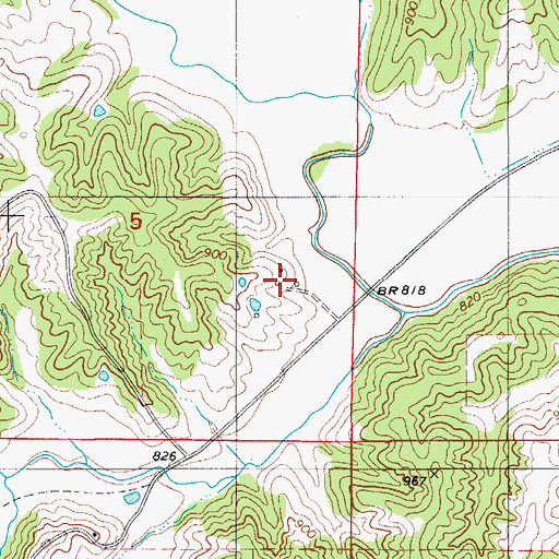 Topographic Map of Dewey (historical), MO