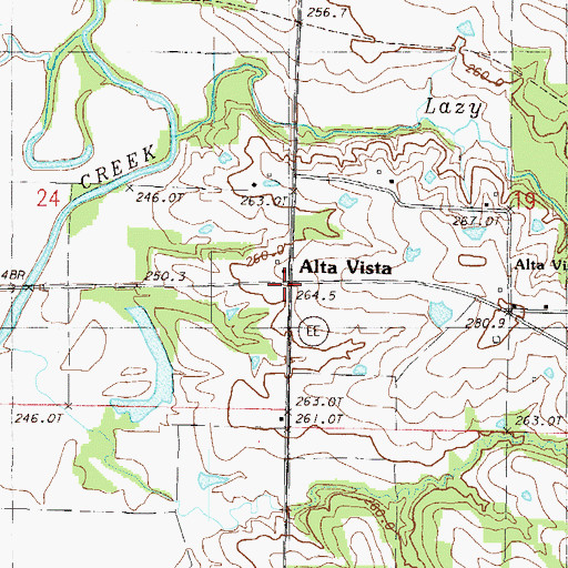 Topographic Map of Alta Vista, MO