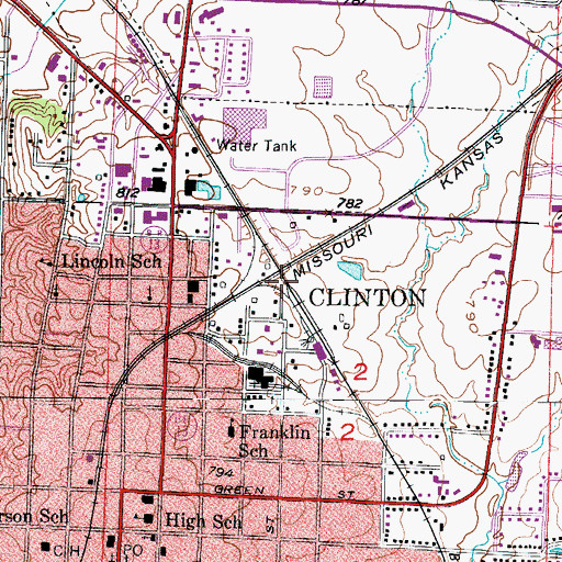 Topographic Map of North Clinton, MO