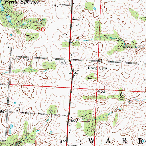 Topographic Map of Pertle Springs, MO