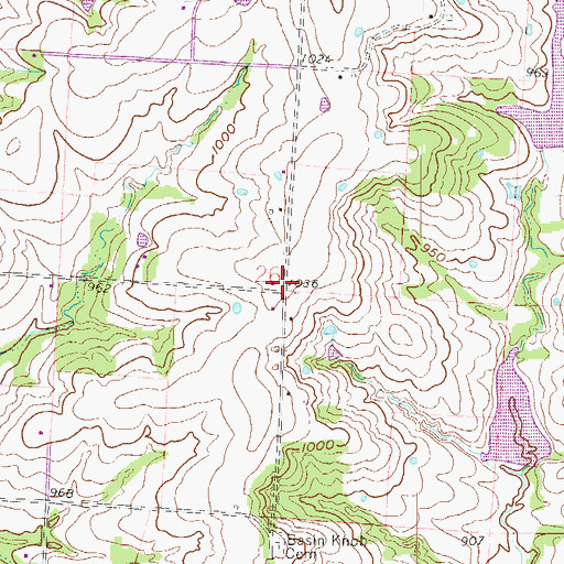 Topographic Map of Fulkerson, MO