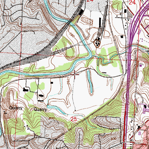 Topographic Map of Blue Siding, MO