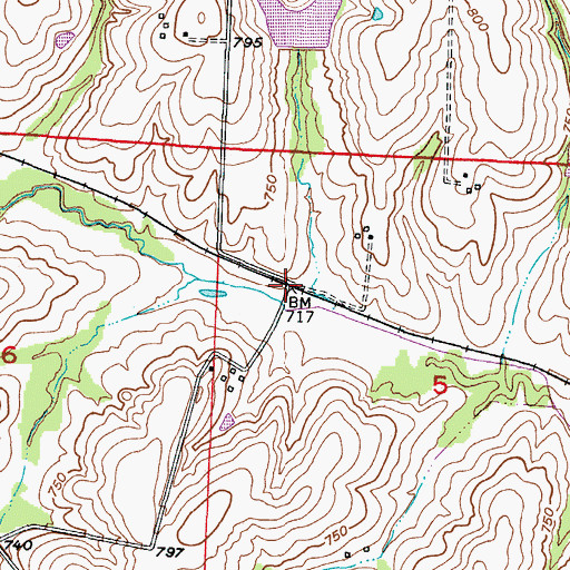 Topographic Map of Halls, MO