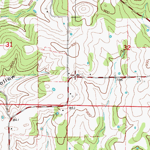 Topographic Map of Vaughn, MO
