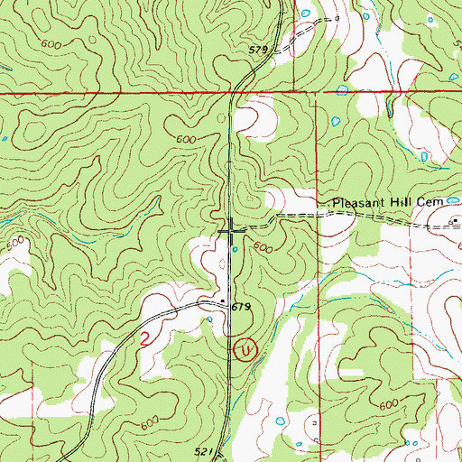Topographic Map of Water, MO