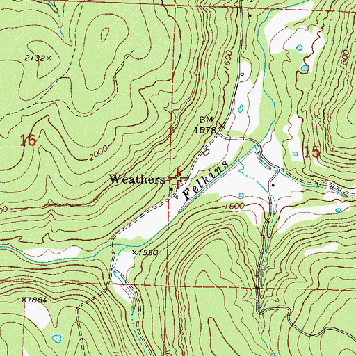 Topographic Map of Weathers, AR