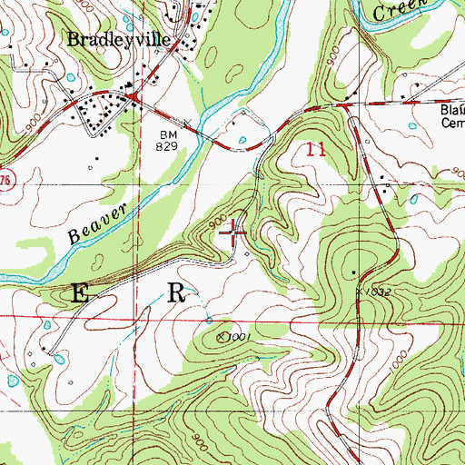Topographic Map of Ada, MO