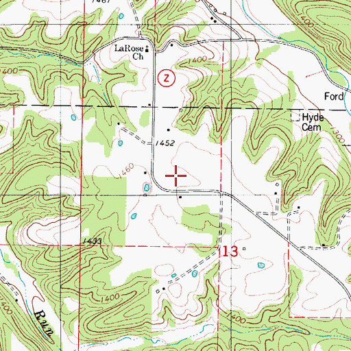 Topographic Map of Glesa, MO