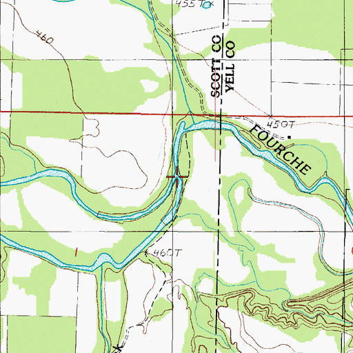 Topographic Map of Weaver Creek, AR