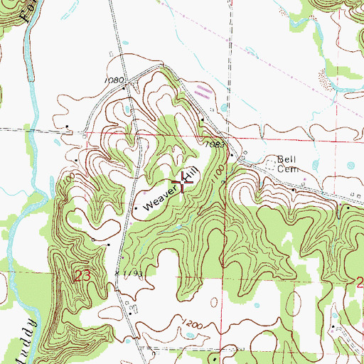 Topographic Map of Weaver Hill, AR