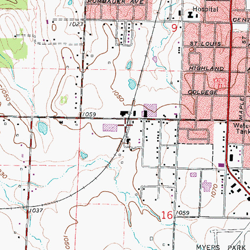 Topographic Map of Edwin, MO