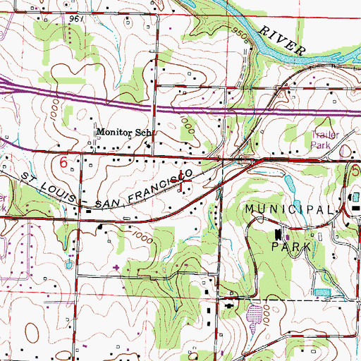 Topographic Map of Knells Park, MO