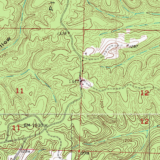 Topographic Map of Saunders, MO