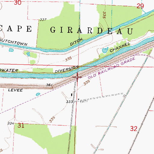 Topographic Map of Suttons, MO