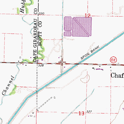 Topographic Map of Johnsons Mills, MO