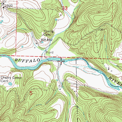 Topographic Map of Webb Branch, AR