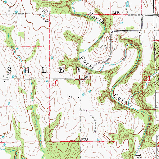 Topographic Map of Marzolf, MO