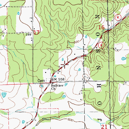 Topographic Map of Fernhook, MO