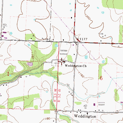 Topographic Map of Weddington Church, AR