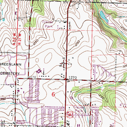 Topographic Map of Roseville, MO