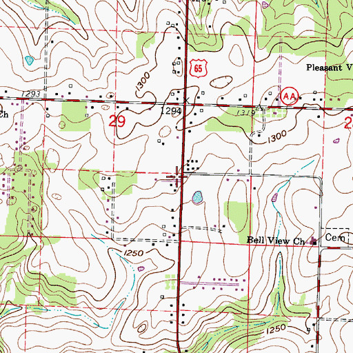 Topographic Map of Abbott, MO