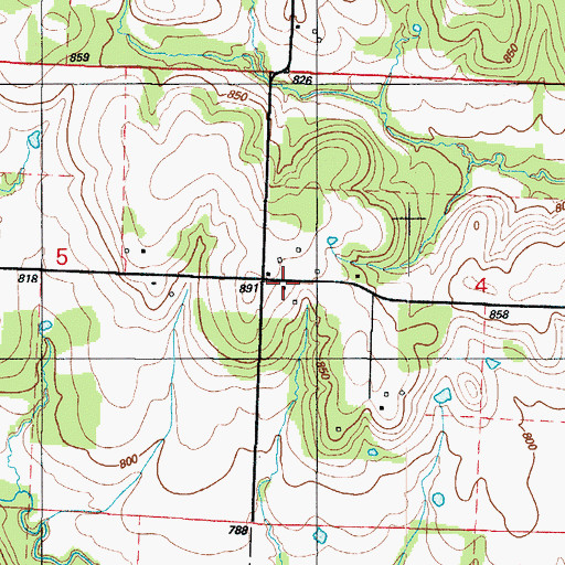 Topographic Map of Forest Grove, MO
