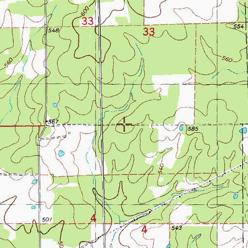 Topographic Map of Dryden (historical), MO