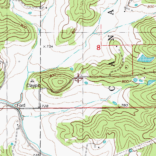 Topographic Map of Manda, MO