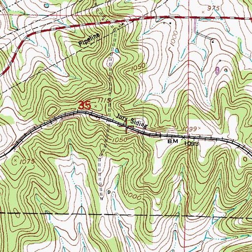 Topographic Map of Jury Siding, MO