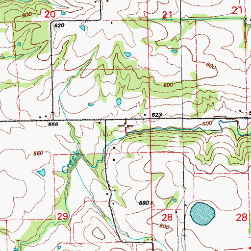 Topographic Map of Hawcreek (historical), MO