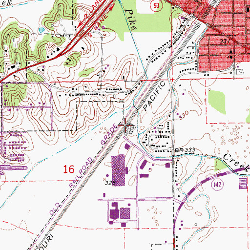 Topographic Map of Alfrey, MO