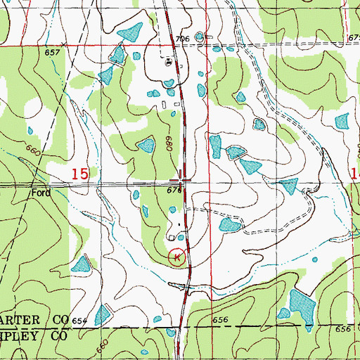 Topographic Map of Homestead (historical), MO