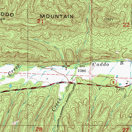 Topographic Map of Wehunt Creek, AR