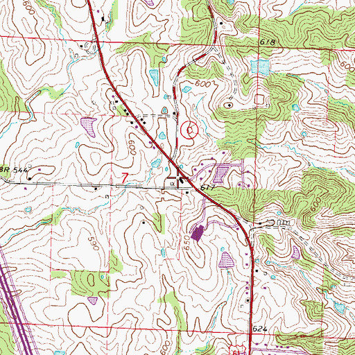 Topographic Map of Sawyer, MO