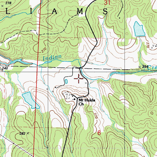 Topographic Map of Hilda, MO
